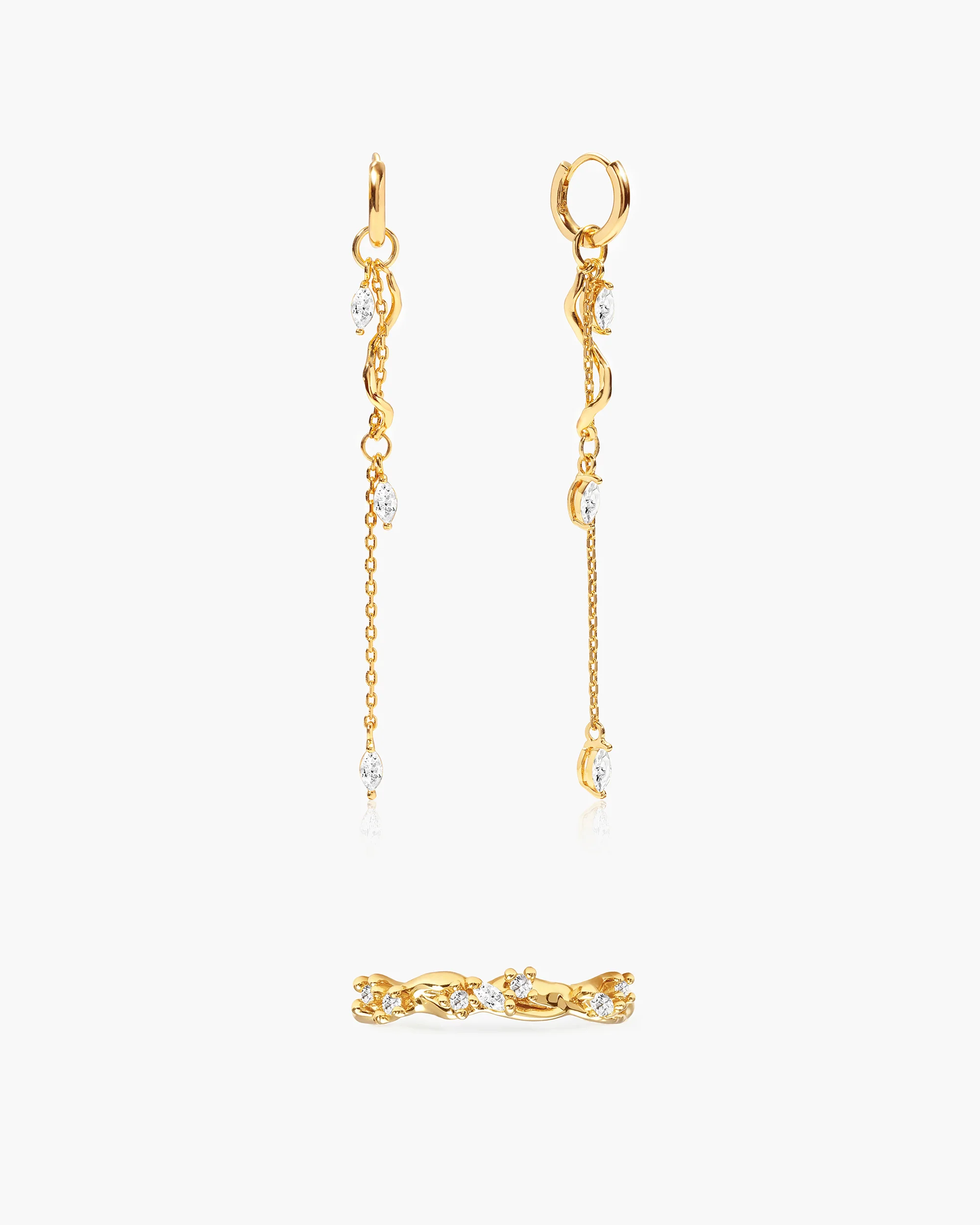 Aria Vine Drop Earrings & Moonlit Ivy Ring Set