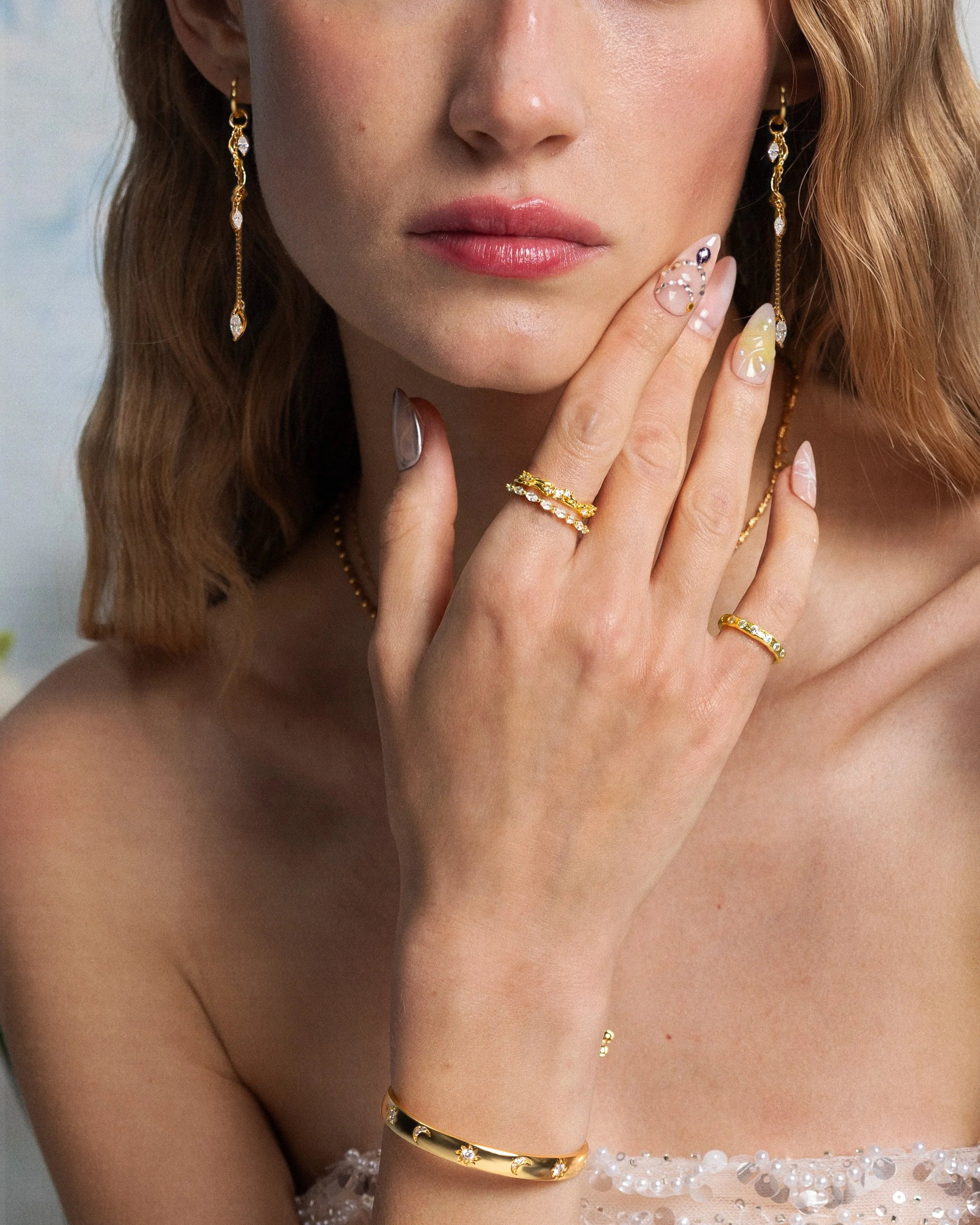 Aria Vine Drop Earrings & Moonlit Ivy Ring Set - Image 2