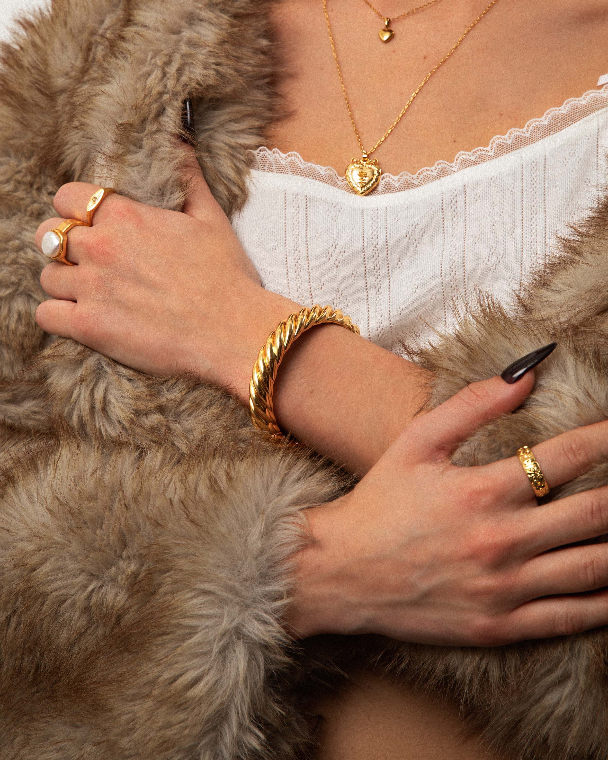 Gold Chunky Braided Bangle - Image 2