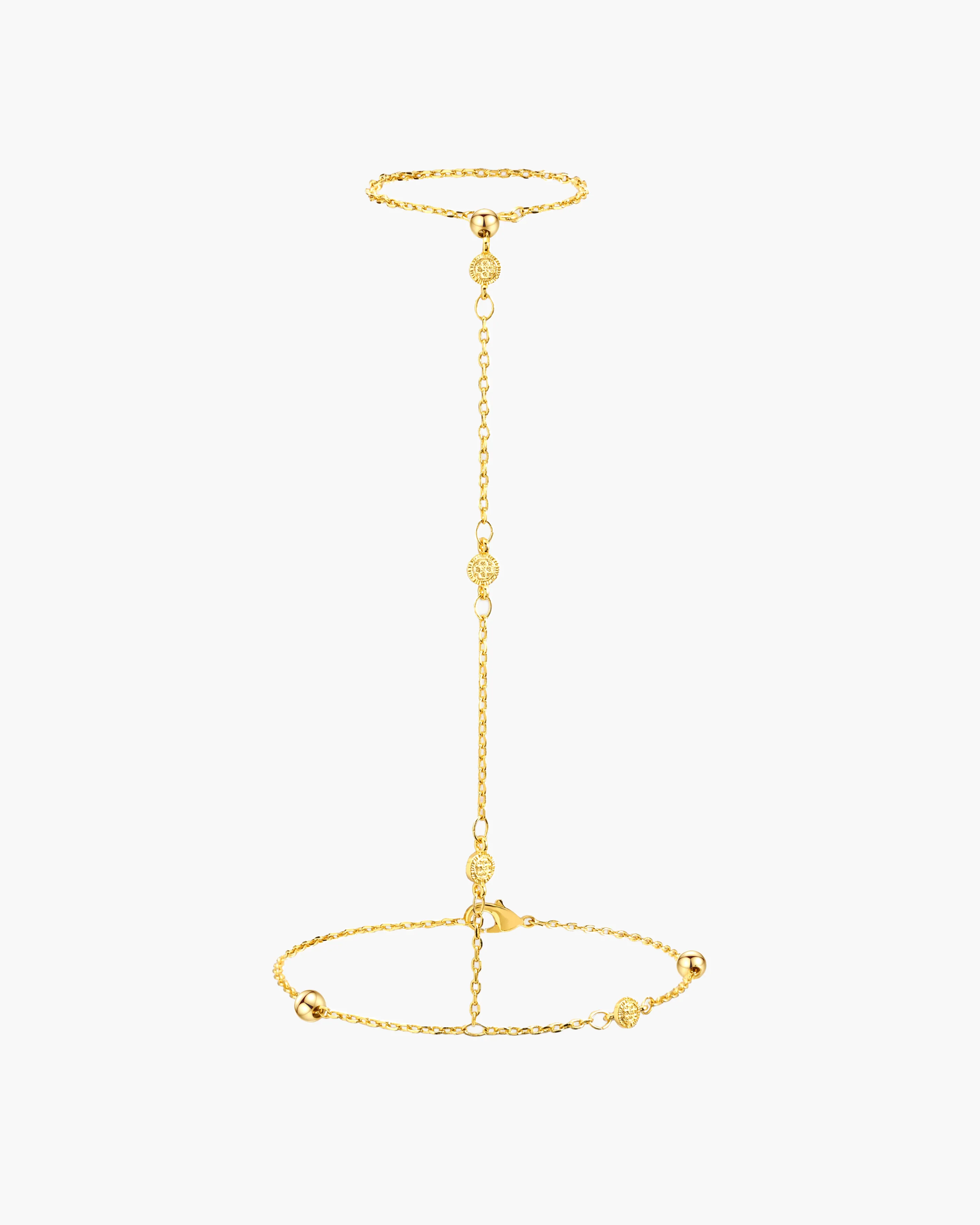 Golden Hojas Coin Hand Chain Bracelet