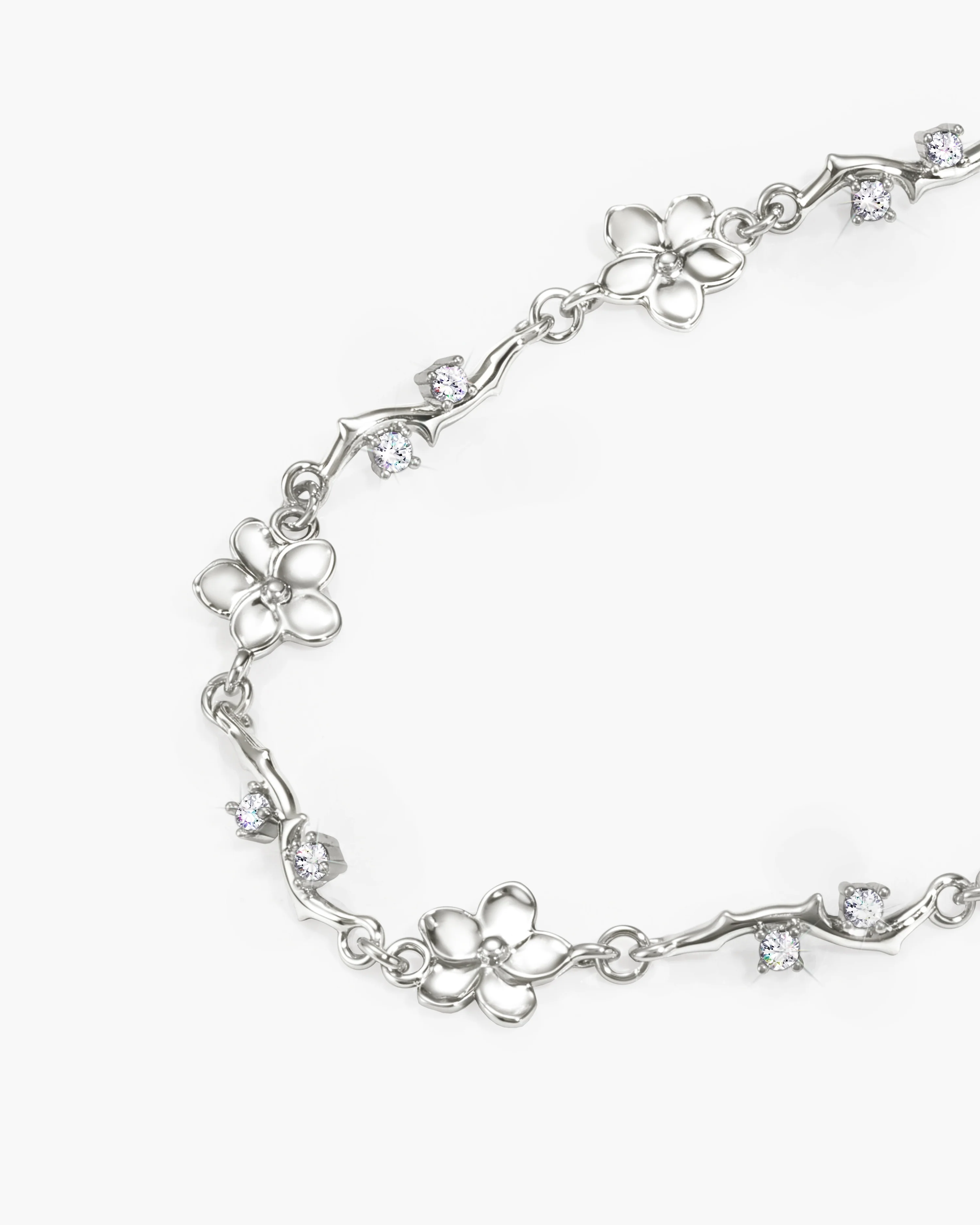 Ivy Floral Bracelet in Silver - Image 3