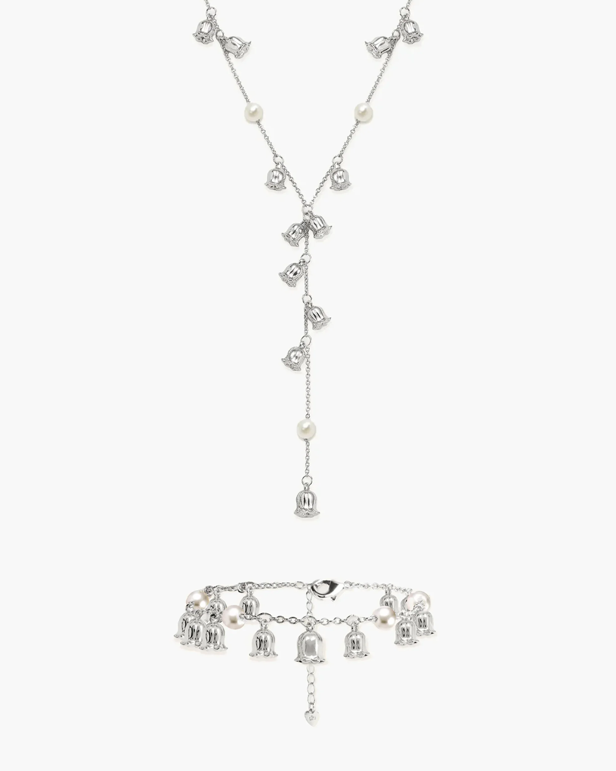 Lily of the Valley Pearl Set in Silver