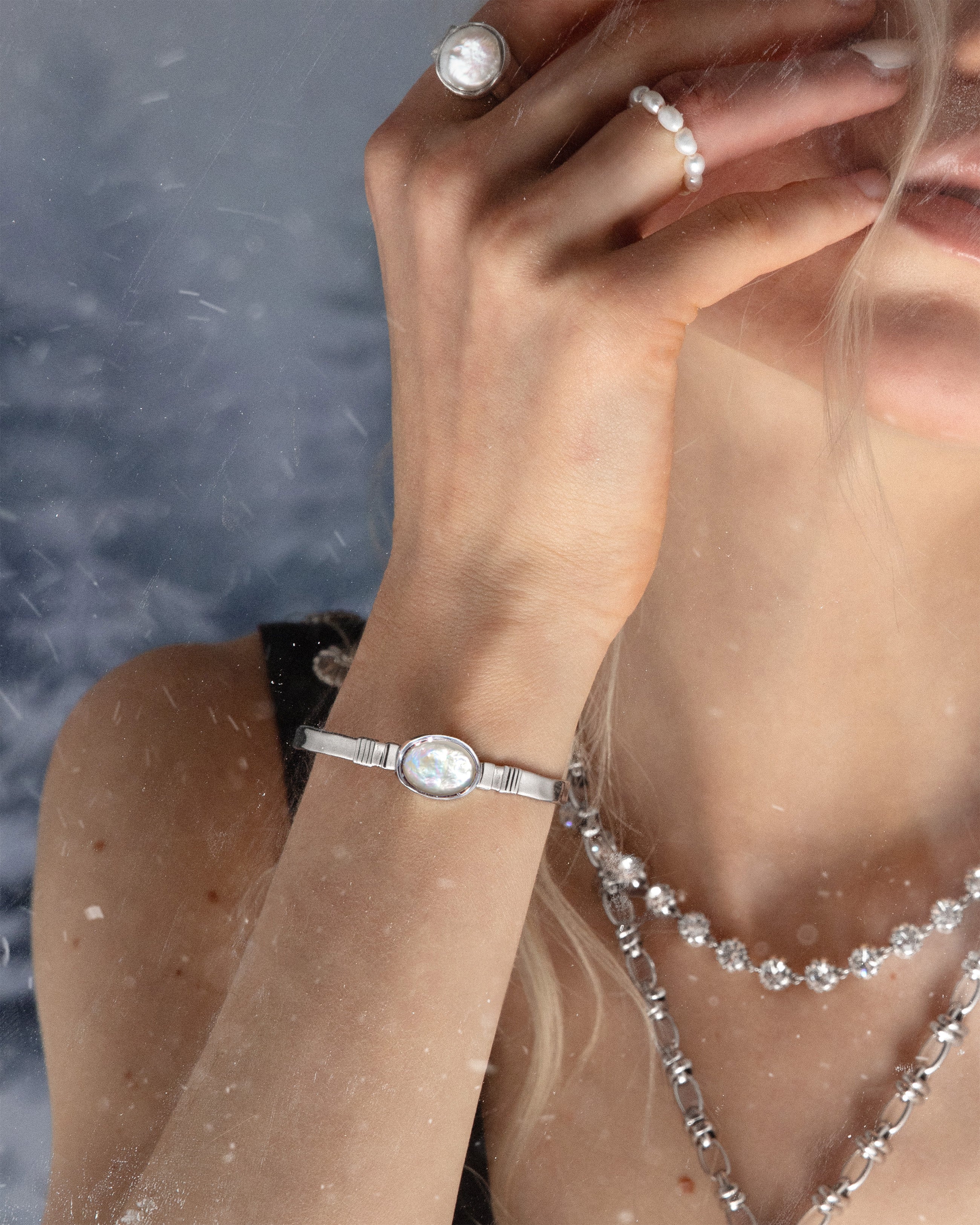 Liquid Oval Pearl Bangle - Image 2