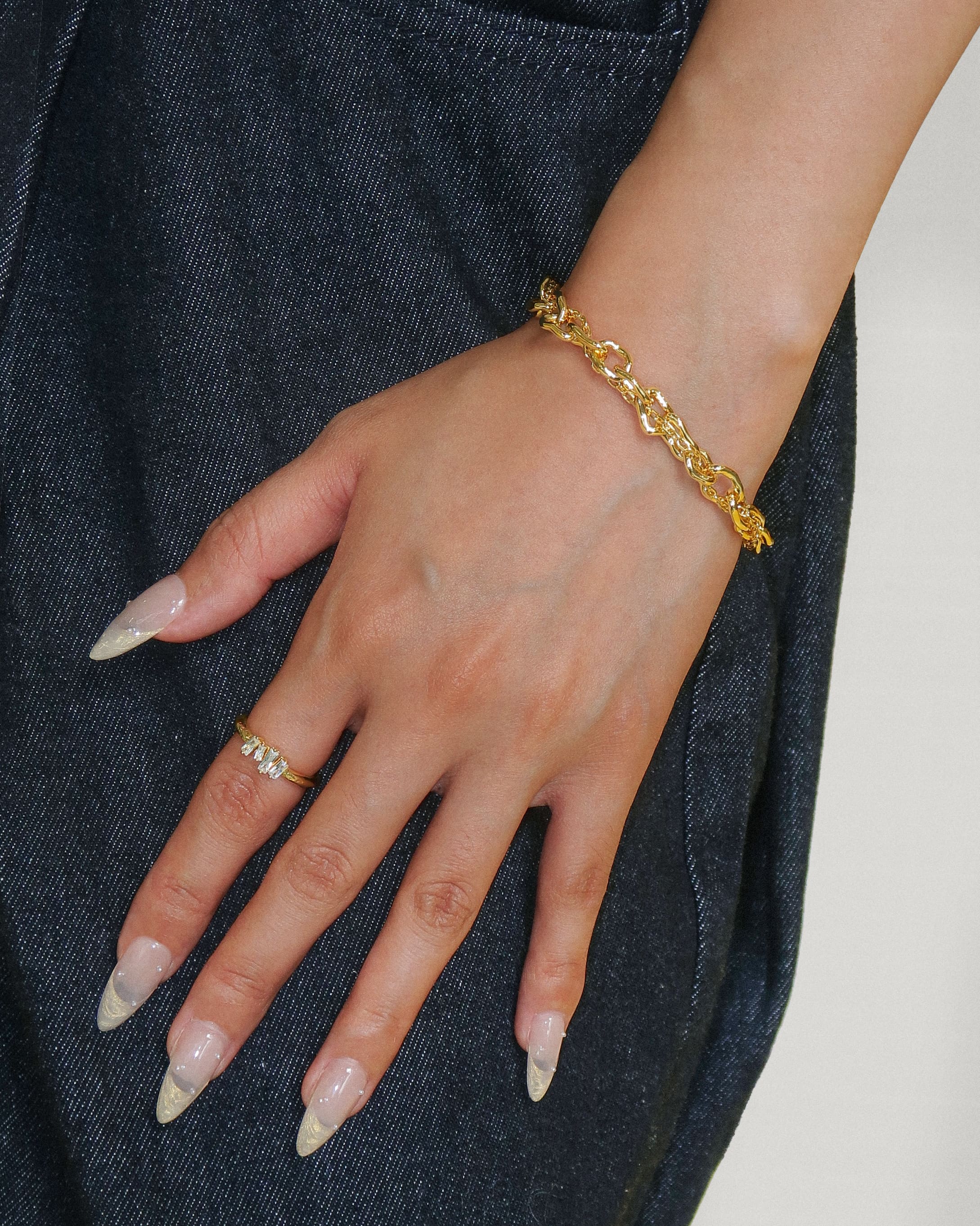 Molten Dual Chain Bracelet in Gold - Image 2