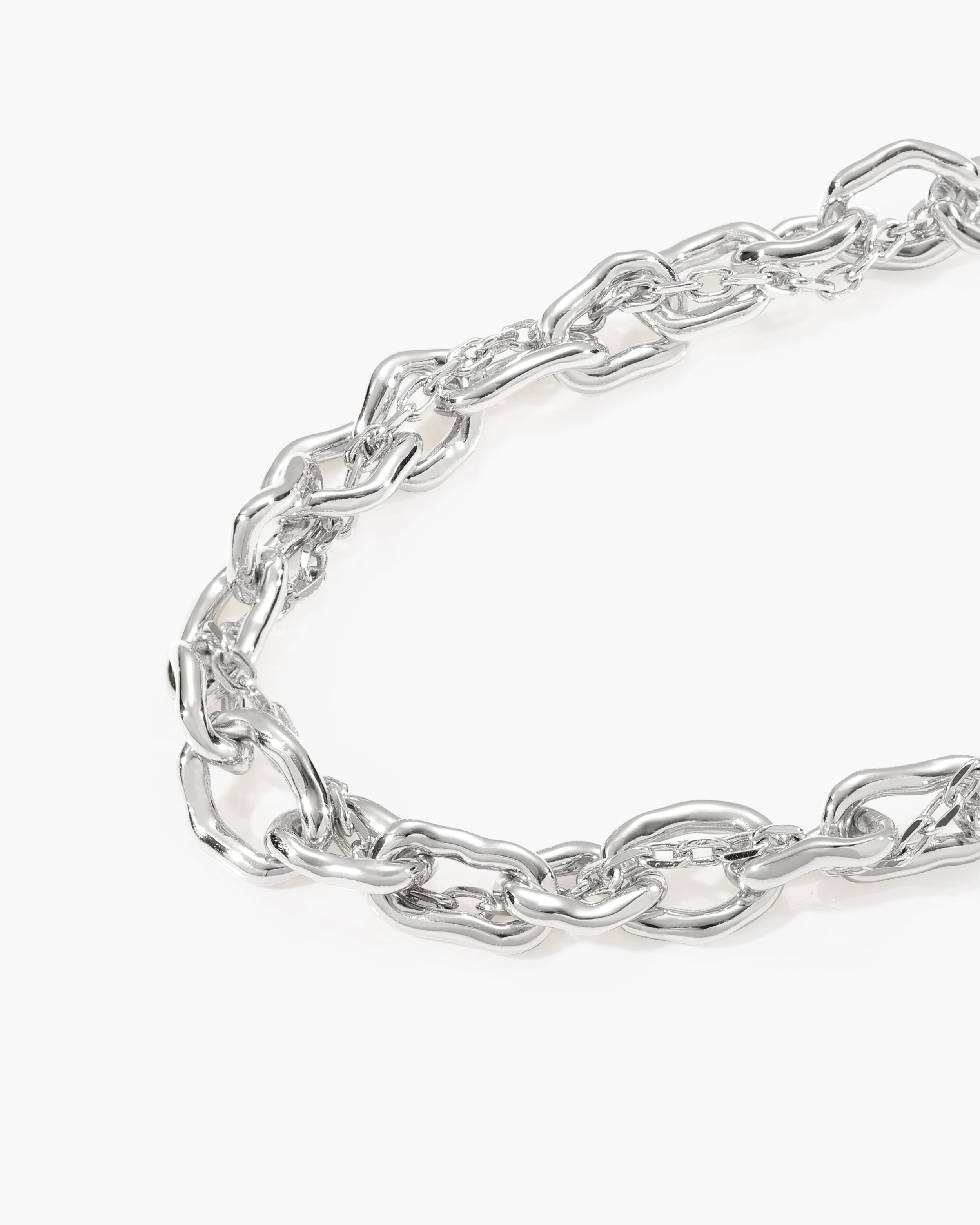 Molten Dual Chain Bracelet in Silver - Image 3