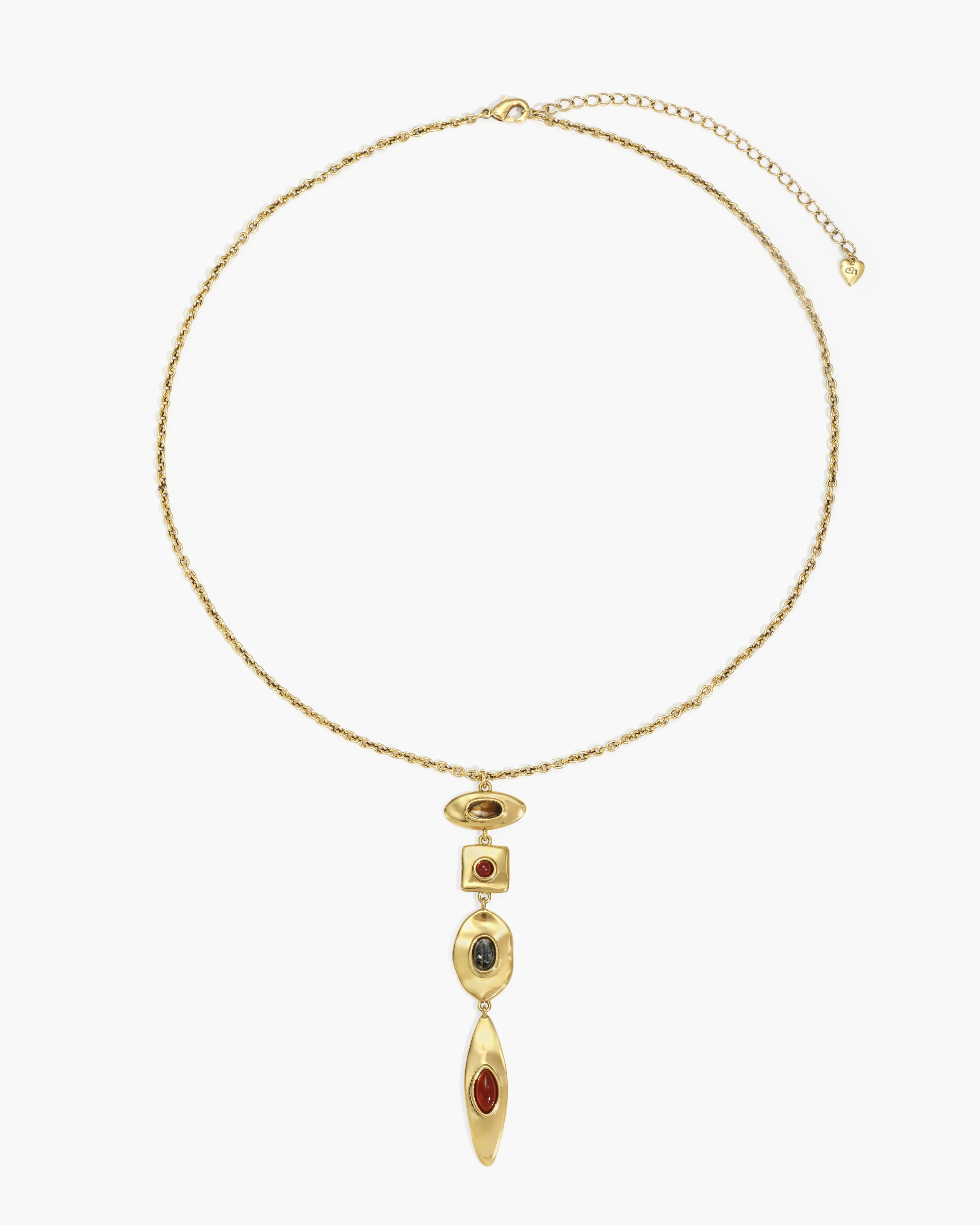 Petra Multi-Stone Drop Necklace in Gold - Image 5