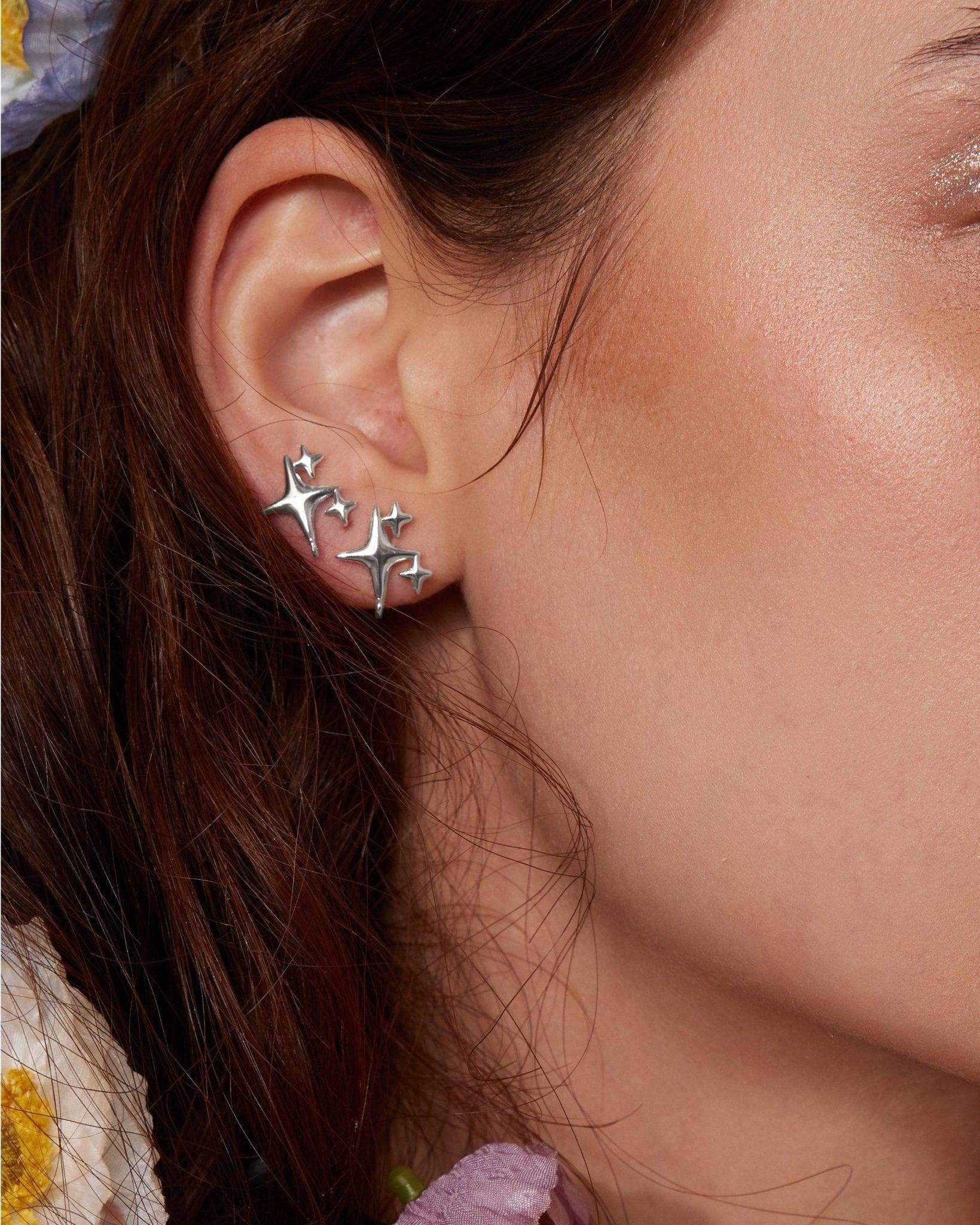 Sparkle Stud Earrings in Silver - Image 2