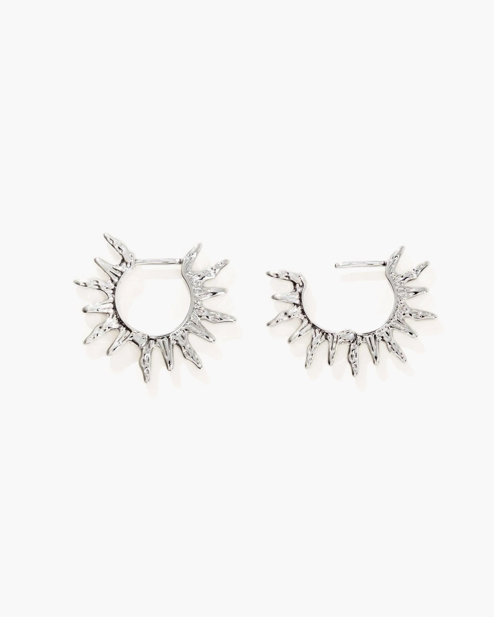 Sun Hoop Earrings in Silver - Image 3