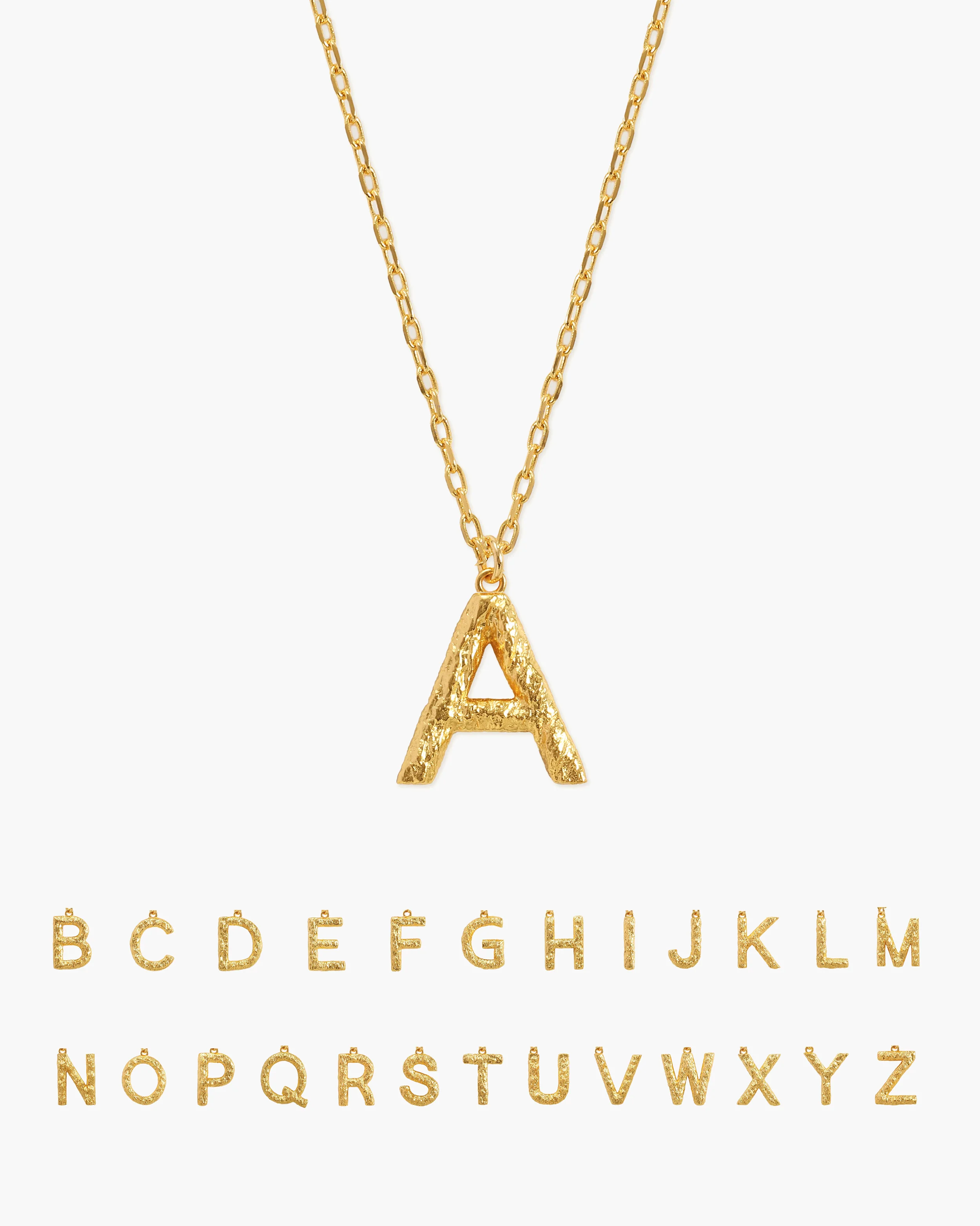 Textured Initial Letter Necklace in Silver - Image 7
