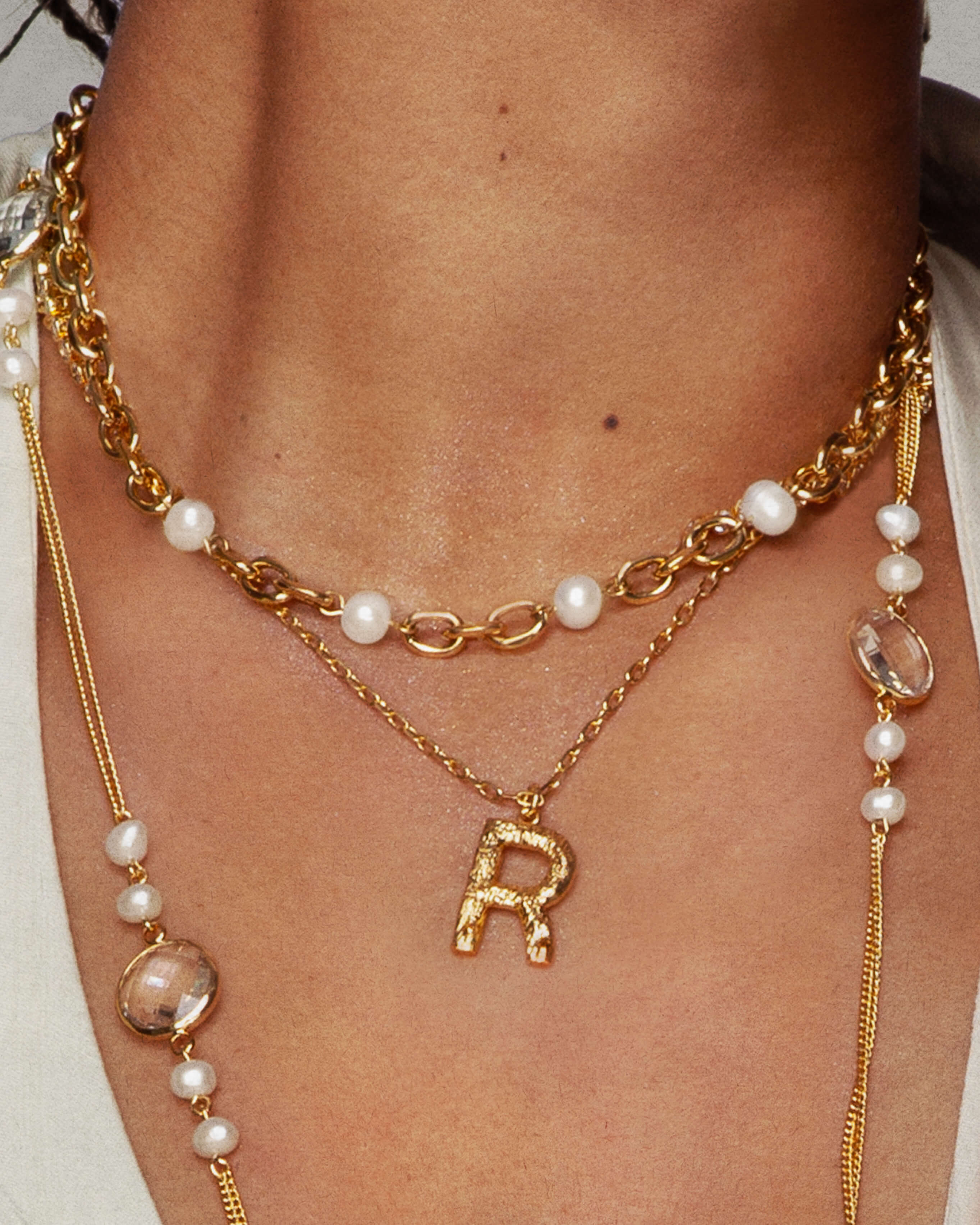 Textured Initial Letter Necklace - Image 2
